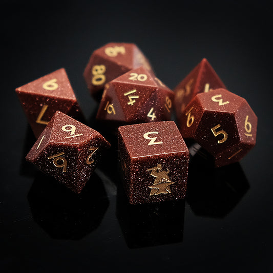 Sandstone Gemstone Dice Set of 7 for board game, dice game, table-top game, gift for gamer